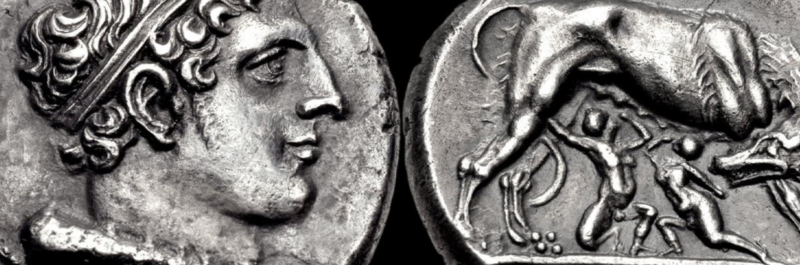 Denario della prima metà del II secolo a.C. con al verso la lupa che allatta Romolo e Remo